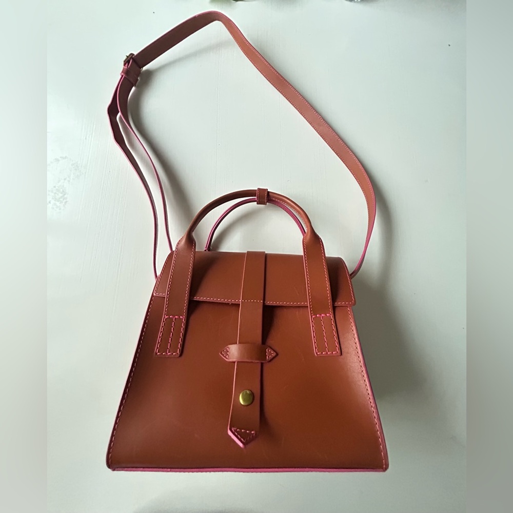 III beca by Joy Gryson handbag - Brown with pink stitching